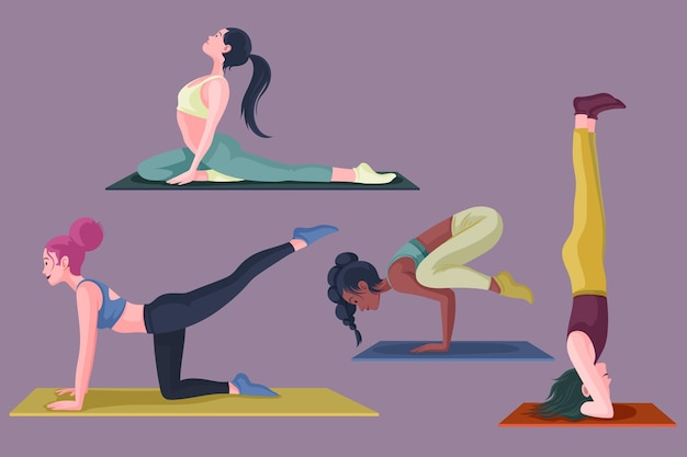 Personnes dessinées à la main, faire du yoga