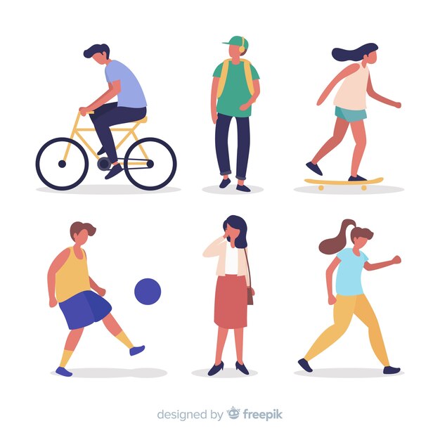 Personnes dessinées à la main faisant des activités en plein air