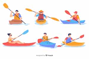 Vecteur gratuit personnes faisant du kayak