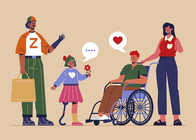 Vecteur gratuit personnes handicapées dessinées à la main illustrées