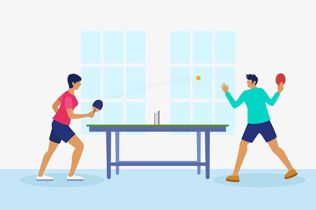 Vecteur gratuit personnes jouant au tennis de table