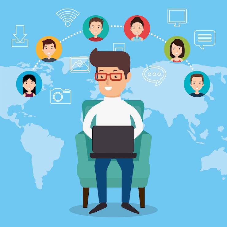 Vecteur gratuit personnes de médias sociaux communautaires