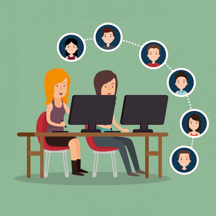 Vecteur gratuit personnes de médias sociaux communautaires