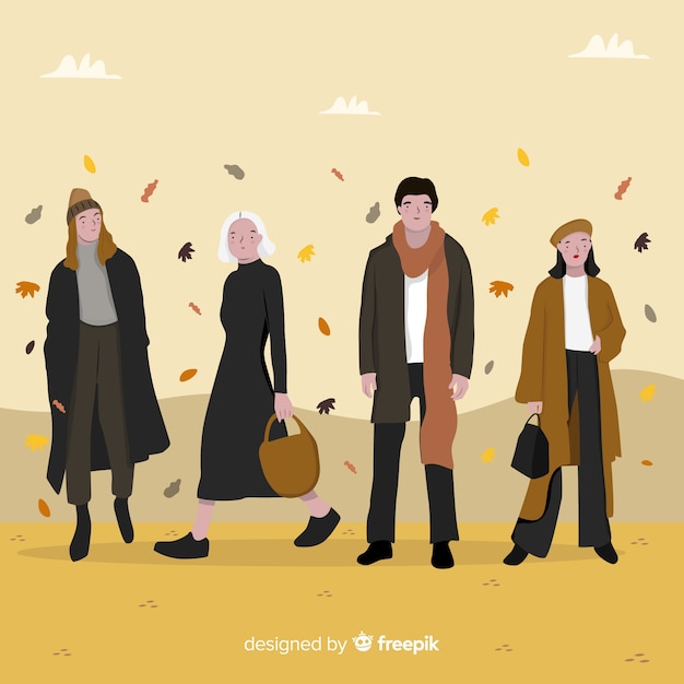 Personnes Portant Des Vêtements D'automne