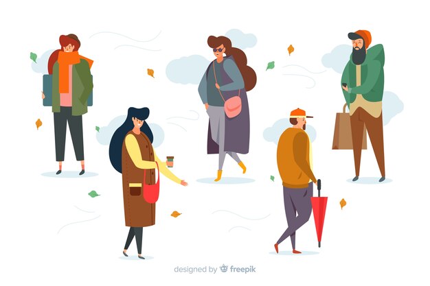 Personnes portant des vêtements d'automne
