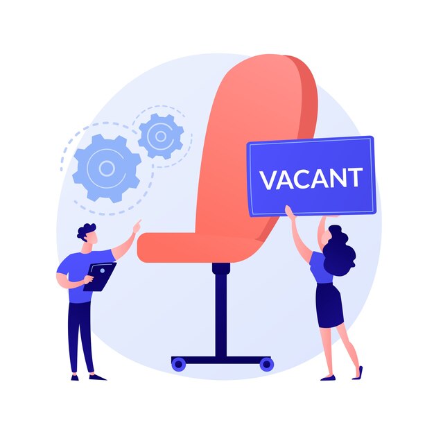 Les personnes postulant pour un emploi vacant. Concours commercial, annonce de vacance disponible, candidature à un poste. Personnages de dessins animés de travailleurs concurrents.