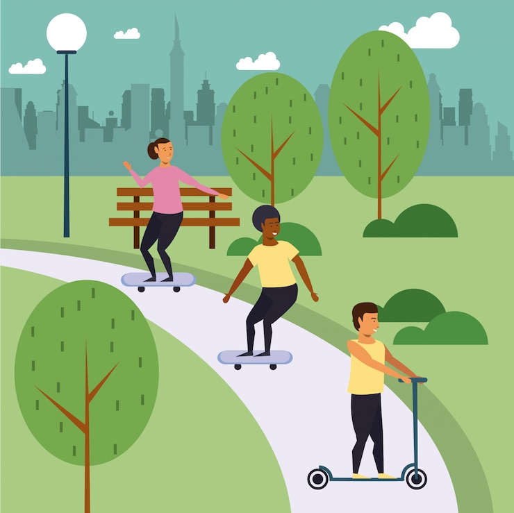Vecteur gratuit personnes de remise en forme au parc