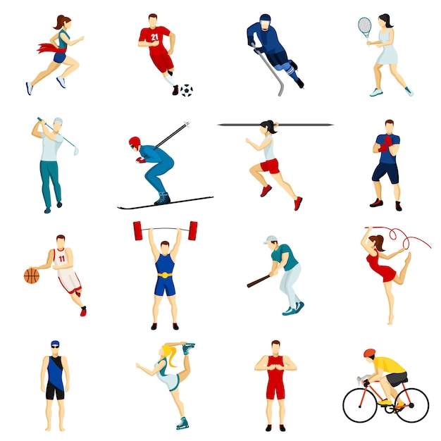 Vecteur gratuit personnes sport icon set