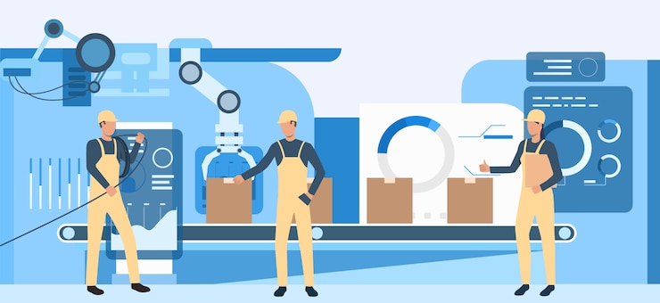 Vecteur gratuit personnes travaillant à l'illustration de l'usine