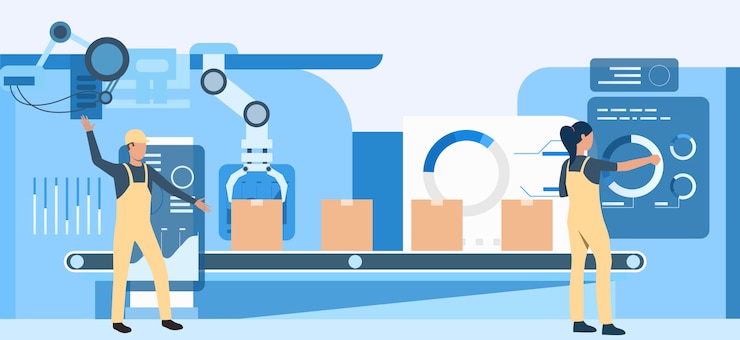 Vecteur gratuit personnes travaillant à l'usine