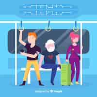 Vecteur gratuit personnes voyageant dans le métro