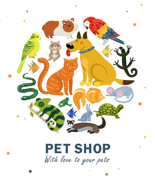 Vecteur gratuit pet shop round composition