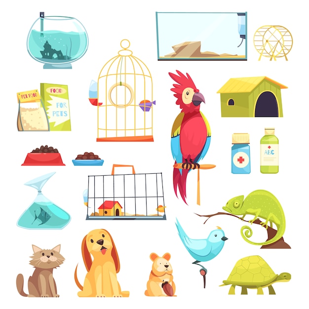 Vecteur gratuit pet shop set