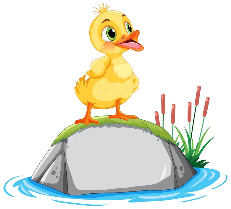 Vecteur gratuit petit canard debout sur un rocher