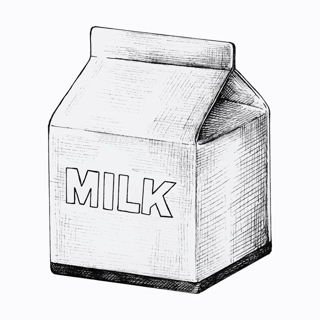 Petit carton de lait dessiné à la main