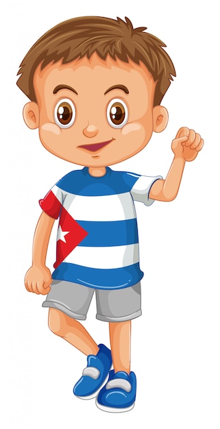 Vecteur gratuit petit garçon portant une chemise avec le drapeau de cuba