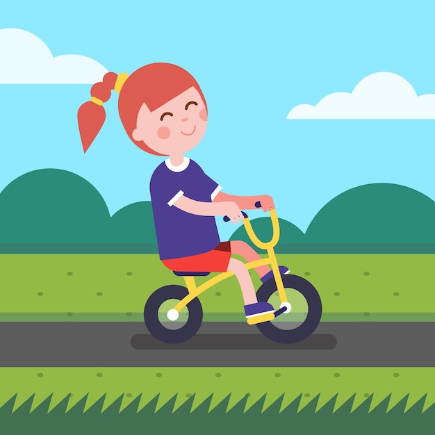 Petite Fille, Enfant, Bicyclette, Parc, Vélo, Sentier