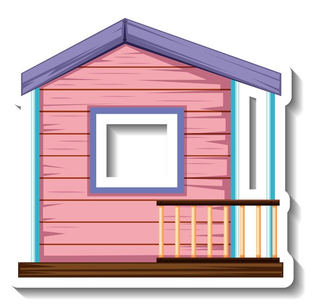 Une petite maison en bois rose isolée