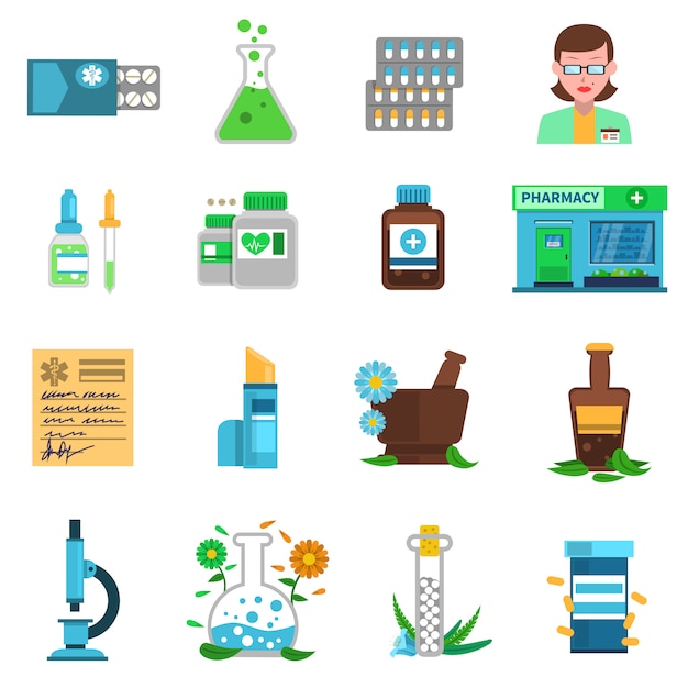 Vecteur gratuit pharmacie icons set