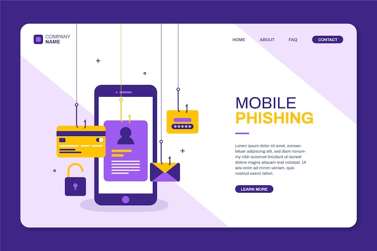 Vecteur gratuit le phishing mobile est une page de destination dangereuse