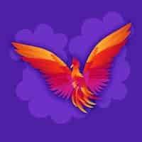Vecteur gratuit phoenix dessiné à la main dans le ciel nocturne