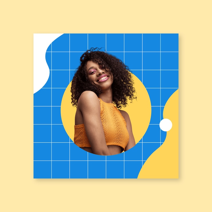 Vecteur gratuit photo de profil instagram abstraite de grille fashionista chic