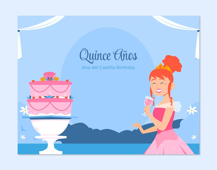 Vecteur gratuit photocall de célébration de quinceanera dessiné à la main