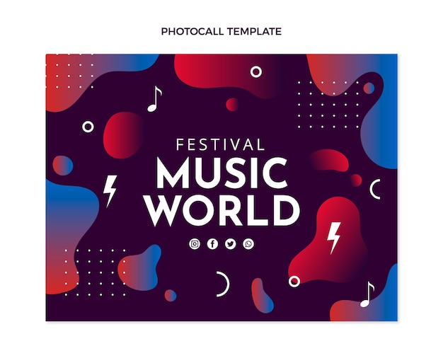 Vecteur gratuit photocall du festival de musique dégradé