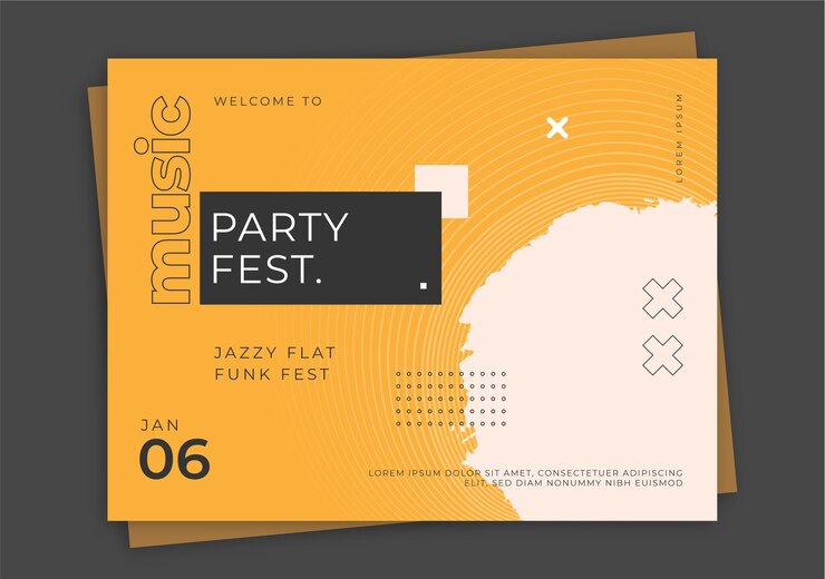 Vecteur gratuit photocall du festival de musique minimal design plat