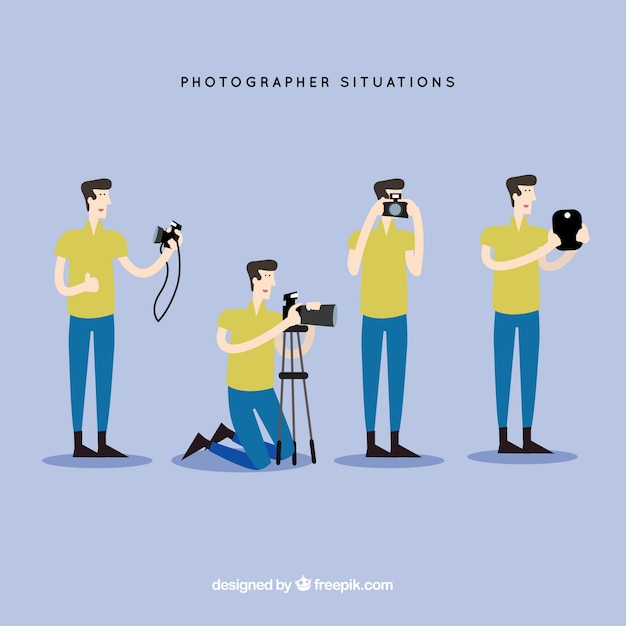 Vecteur gratuit photographe situations emballent