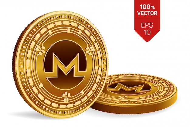 Vecteur gratuit pièces d'or de crypto-monnaie avec symbole monero isolé sur fond blanc.
