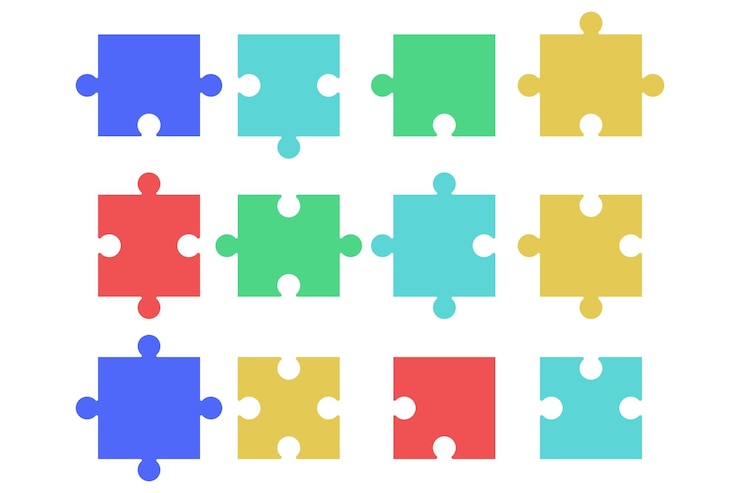 Vecteur gratuit pièces de puzzle couleurs plates