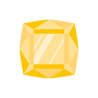 Pierre précieuse ou gemme carrée jaune. cristal brillant brillant.