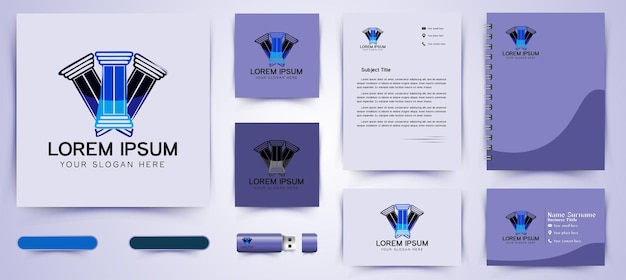 Vecteur gratuit pilier, logo de la loi et modèle de marque d'entreprise designs inspiration isolé sur fond blanc