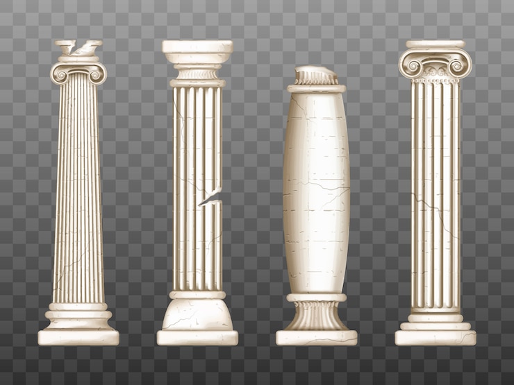 Vecteur gratuit piliers baroques, colonnes fissurées de la renaissance romaine