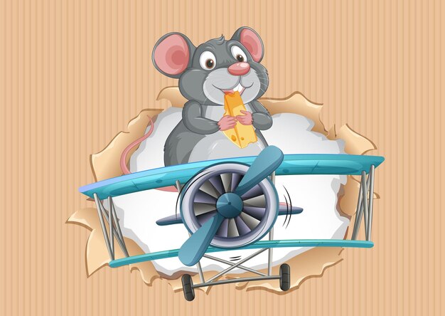 Le pilote de souris avec fromage et avion