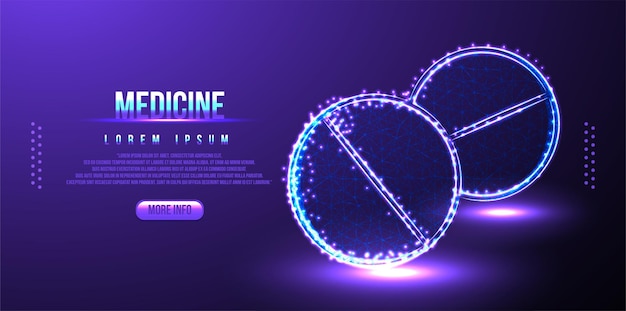 Pilule médecine low poly wireframe