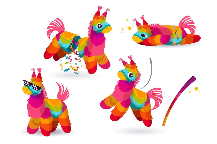 Vecteur gratuit pinata et chauve-souris d'âne mexicain