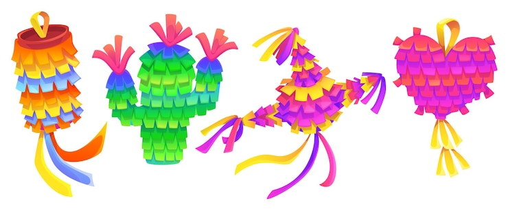 Vecteur gratuit des pinatas mexicaines isolées sur un fond blanc