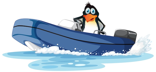 Vecteur gratuit pingouin sur un hors-bord en style cartoon