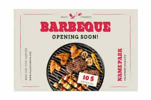 Vecteur gratuit pique-nique barbecue avec différents types de viande