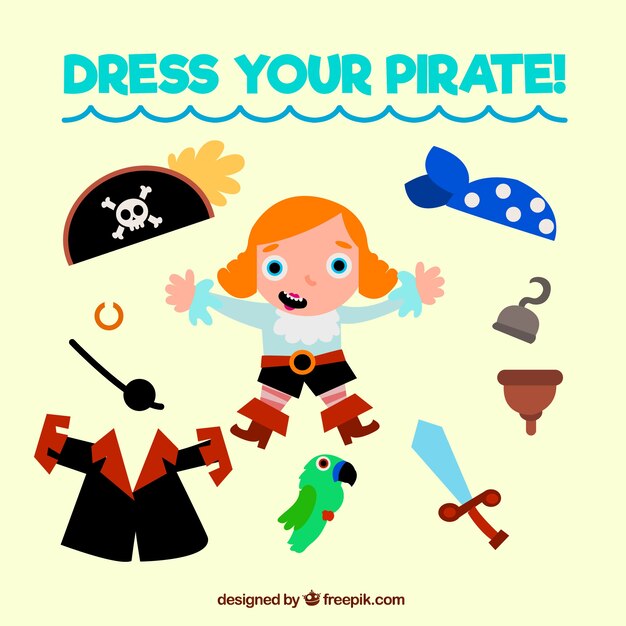 Pirate avec différents accessoires