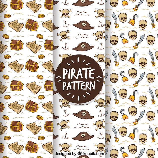 Vecteur gratuit pirate pattern on white background