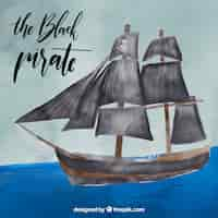 Vecteur gratuit pirate watercolor boat background