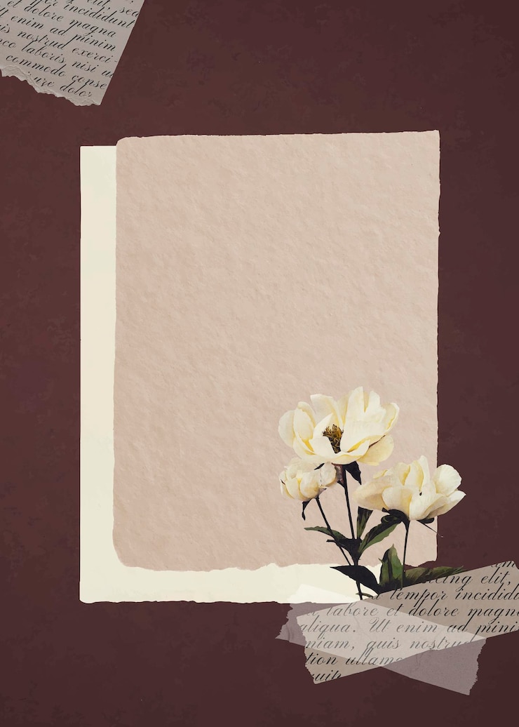 Vecteur gratuit pivoines blanches sur papier vecteur de fond texturé