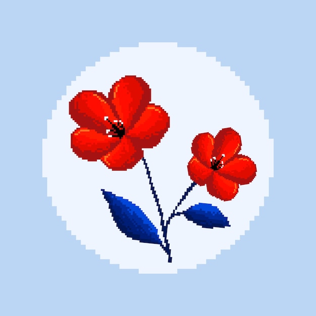 Pixel art fleur design plat