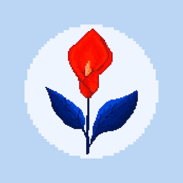 Pixel Art Fleur Design Plat