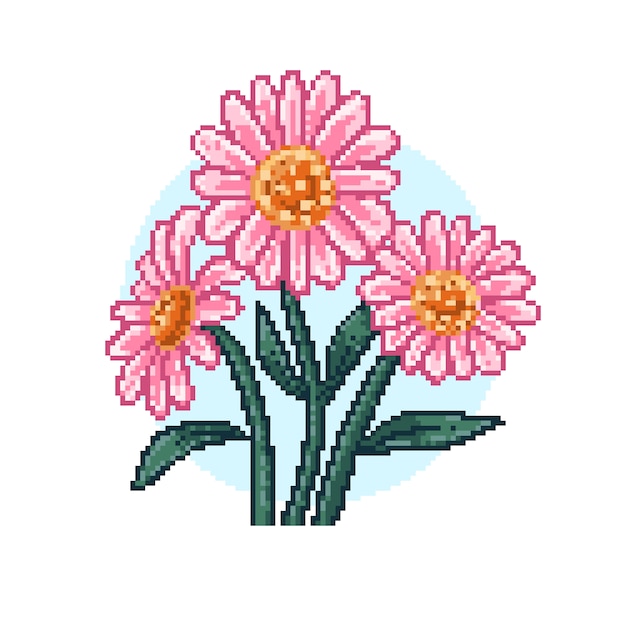 Vecteur gratuit pixel art fleur design plat