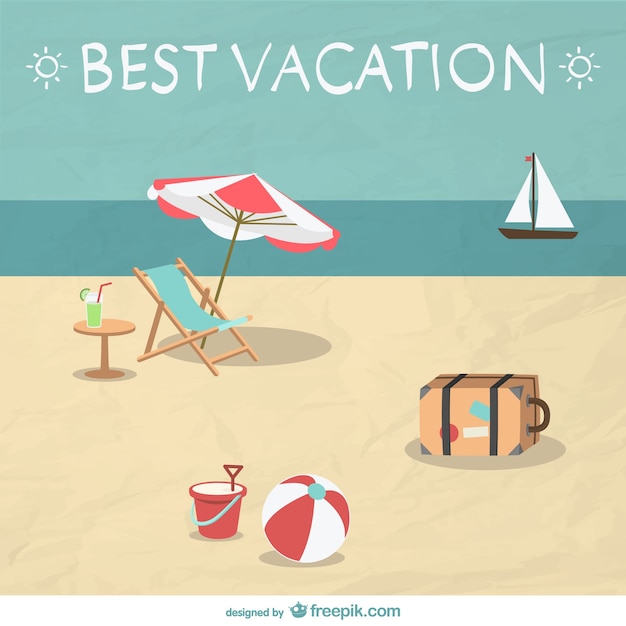 Vecteur gratuit plage vacances d'été illustration