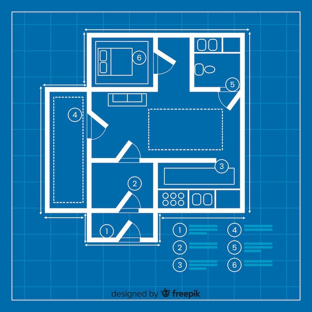 Vecteur gratuit plan modéré du plan d'une maison